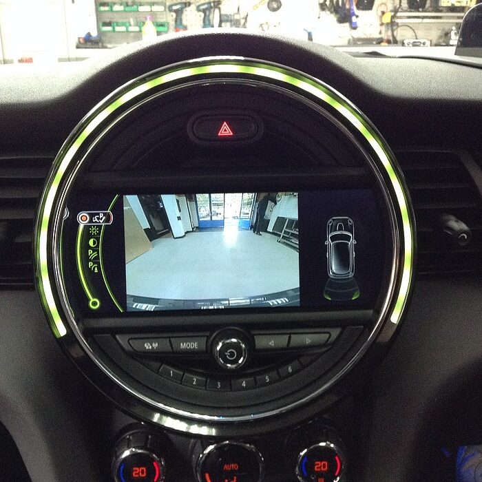 Mini-F55-F56-retrofit-BMW-rear-revesing-camera-with-full-BMW-control-and-line-guides Mini-F55-F56-retrofit-BMW-rear-revesing-camera-with-full-BMW-control-and-line-guides